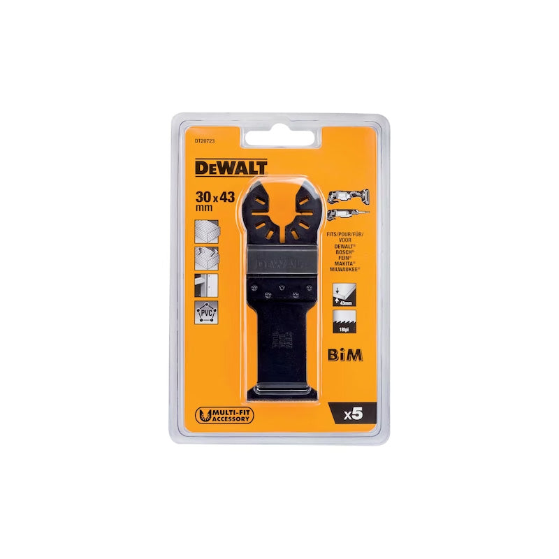 Jeu de 5 lames bi-métal pour multi-cutter 30x43mm DEWALT DT20723-QZ - Image 3