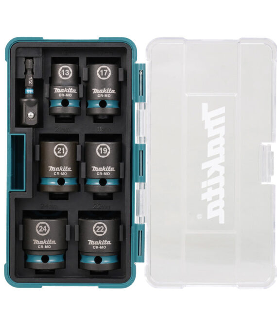 Coffret de 6 douilles MAKITA IMPACT BLACK + Adaptateur HEXA 1/4”E-16592
