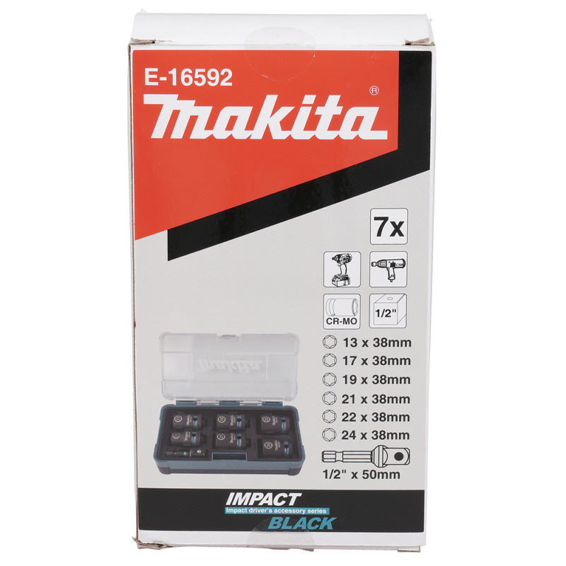 Coffret de 6 douilles MAKITA IMPACT BLACK + Adaptateur HEXA 1/4''E-16592 - Image 2