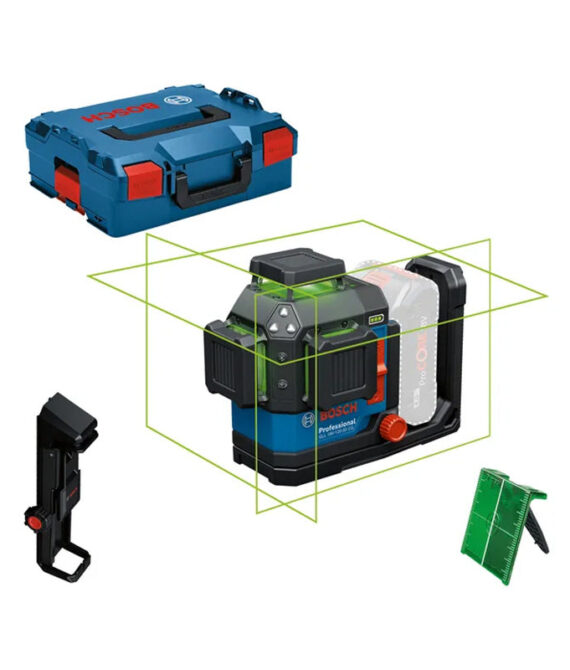 Laser lignes BOSCH GLL 18V-120-33 CG – 0 601 065 101 Professional (vendu sans batterie) en L-BOXX avec accessoires