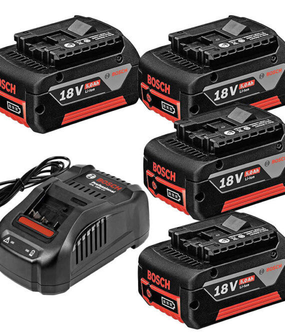 Lot de 4 batteries 5Ah 18V + chargeur GAL 1880 CV BOSCH Professional