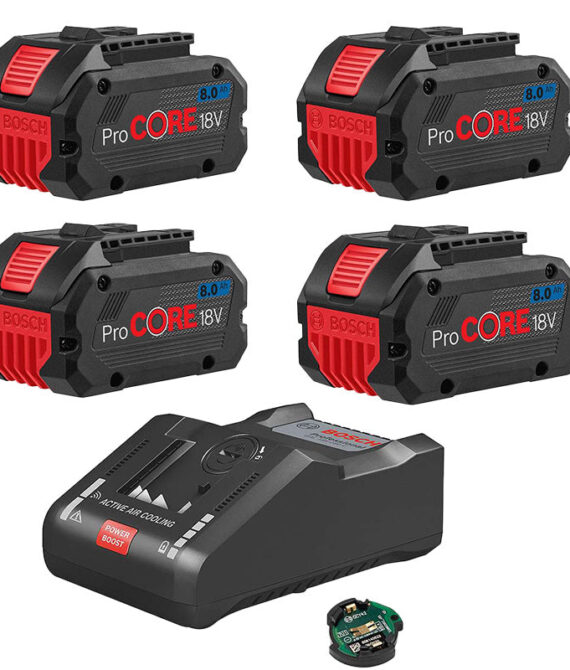 Lot de 4 batteries ProCore 8Ah 18V 1600A016GK  + 1 chargeur rapide 1600A019S6  Bosch Professional