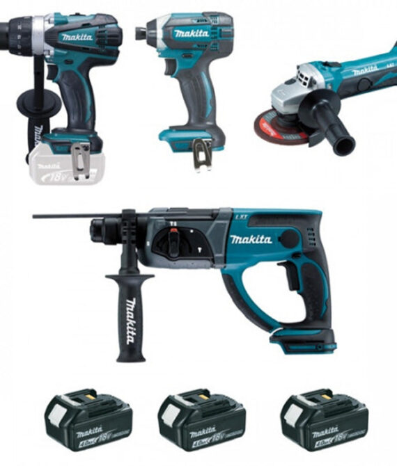 Pack 4 outils MAKITA DLX4054MX1 (DF458+GA452+HR202+TD152+3xBL1840B+DC18RC+SAC OUTIL)