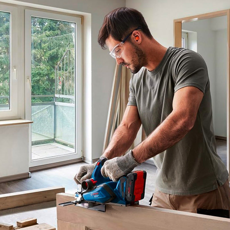 Rabot 82mm 18V BOSCH GHO 18V-26 solo L-Boxx, butée et sac à poussière - Image 6