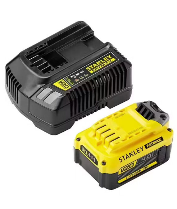 Starter Kit Chargeur 2 A + 1 Batterie 18V 4 Ah – SFMCB14M1-QW STANLEY FATMAX V20