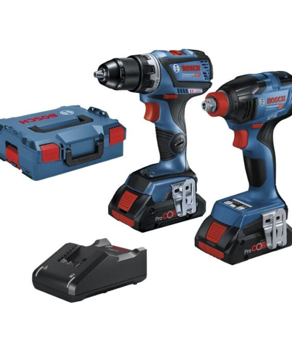 Pack BOSCH 06019J0204 Visseuse à chocs GDX 18V-210 C + Perceuse-visseuse GSR 18V-60 C + 2×4.0Ah ProCORE L-BOXX
