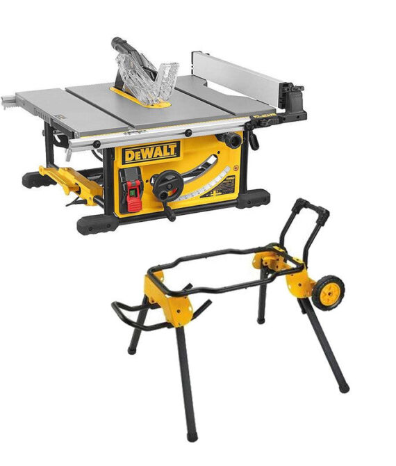 Pack Scie sur table Ø250mm 2000W DEWALT DWE7492-QS avec piètement roulant DWE74911-XJ